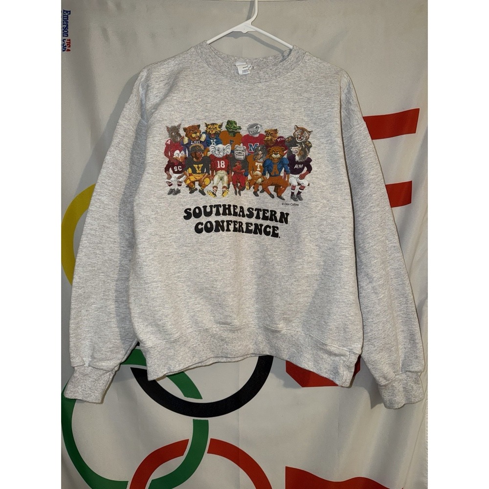 Southeastern Conference Sweatshirt Medium Gray Crewneck SEC Football Mascots